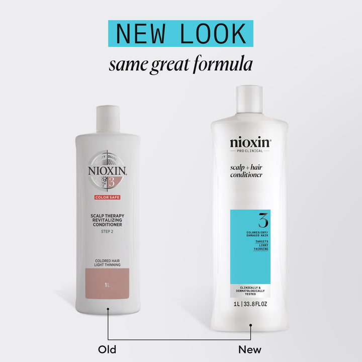 Nioxin System 3 Scalp + Hair Thickening Conditioner | For Colored, Dry, & Damaged Hair with Light Thinning | Maintain Vibrant Color | Strengthen & Nourish with Niacinamide & Biotin | 33.8 Fl Oz